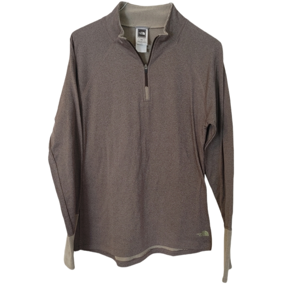 North Face 1/4 Zip Pullover Women's Medium VaporWick Brown Tan Base Layer TNF